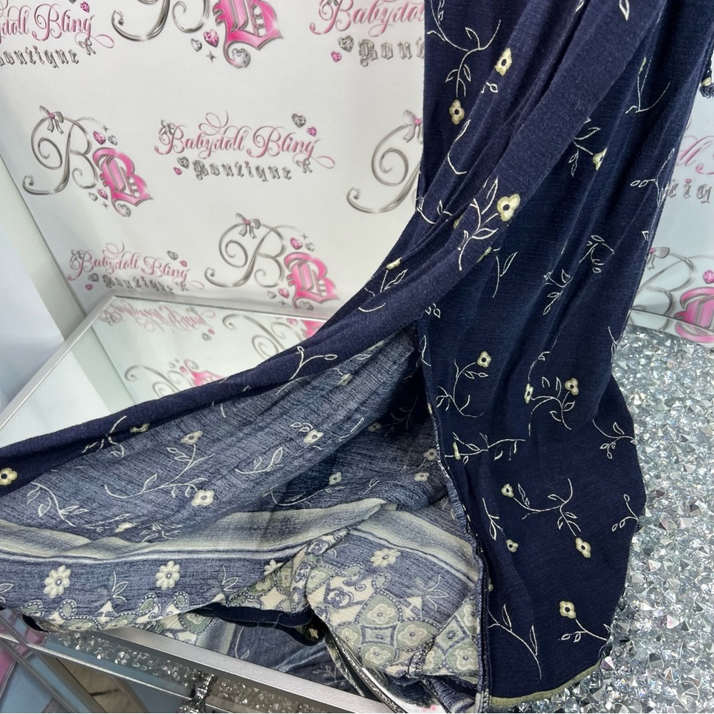 Jessica dress maxi long vintage belted tie up ribbon bow Navy Floral Maxi Dress - Picture 7 of 16